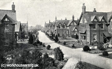 Shenley Fields Cottage Homes c1905. Photograph kindly supplied by Peter Higginbotham 'All Rights Reserved'; contact him for permission to reuse. See Acknowledgements for a link to his website, The Workhouse.