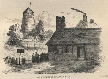 Holloway Head windmill from R K Dent 1880 'Old & New Birmingham', a work now in the public domain.