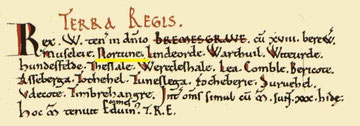 The Domesday entry for Norton is highlighted here as one of the berewicks of Bromsgrove. Image from the Open Domesday website. See Acknowledgements.