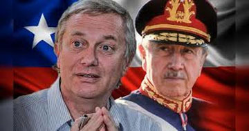 Antonio Kast i baggrunden Augusto Pinochet