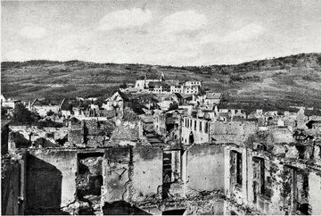 Sigolsheim destroyed with Hill 393 and the Monastery in the back