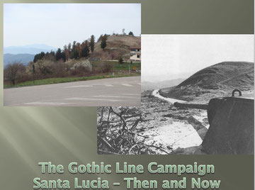 The site of the Panther turret at Santa Lucia - Then and Now