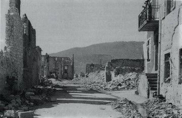 Sigolsheim Rue Sainte Jacques after the Battle 1944 (Photo courtesy R. Laeuffer via MMCPC)