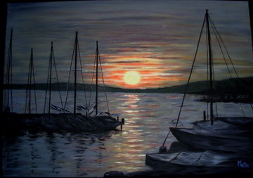 Coucher de soleil sur le lac de Garde