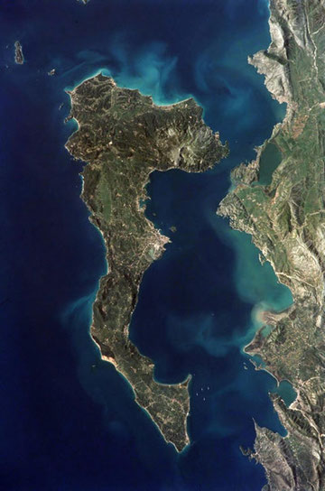 Satellite view of Corfu