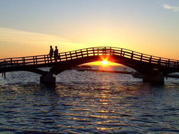 Lefkada pedestrian bridge connecting to the mainland