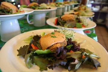 Cajun Coconut Croquets on Salad Greens