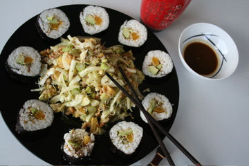 Wasabi spiced Fennel Orange Avocado Salad on Nori Sushi