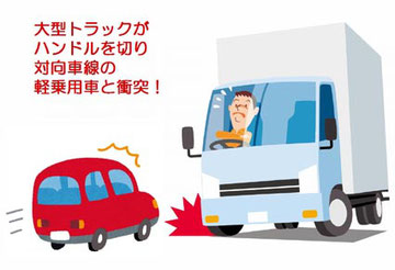 トラックの車線逸脱事故