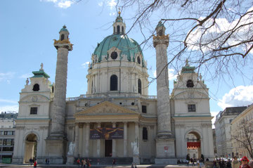 The baroque St. Charles' church at Karlsplatz in Vienna
