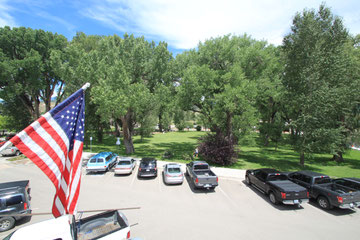 View from the "True Grit Café" in Ridgway, on the Hatwell Park where the gallows stood. 