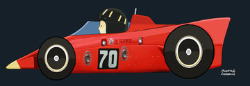 Graham Hill by Muneta & Cerracín - 1968 LOTUS TURBINE-POWERED INDY RACE CAR