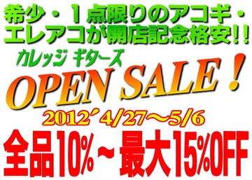 カレッジギターズ オープンセール！最大15%OFF!