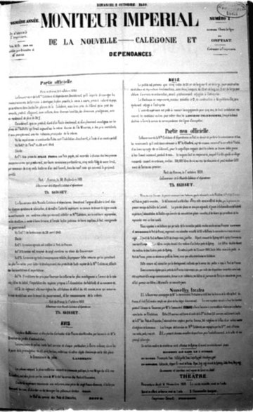 - MONITEUR IMPERIAL DE LA NOUVELLE-CALEDONIE ET DEPENDANCES - (N°1 : 2 Octobre 1859)