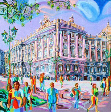 PALACIO REAL (MADRID). Oil on canvas. 80 x 80 x 3,5 cm.