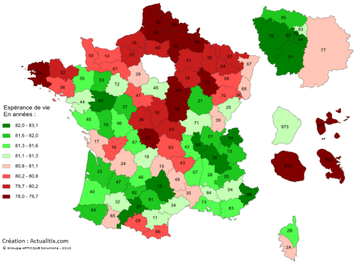 Espérance de vie par départements