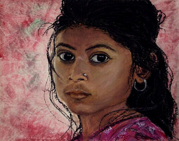 Indian girl 1, Acryl auf Leinwand