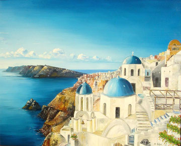 Santorini, Griechenland 40x50 Öl auf Leinwand