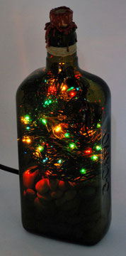 LD8 - vista dall'alto accesa - lampada decorativa con sassi a base cromatica bianca e luci a led ad intermittenza multicolore