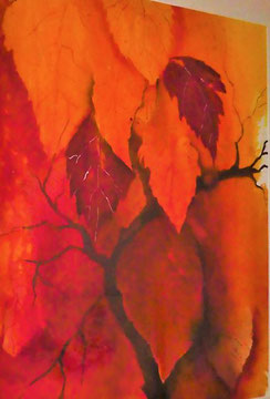 Fallende Blätter, mit Rahmen, 77 x 104 cm,  Beatrice Ganz