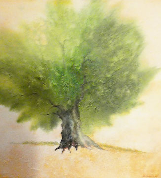 Olivenbaum Nr. 5, Aquarell auf Leinwand, 70x70, Beatrice Ganz, 2018