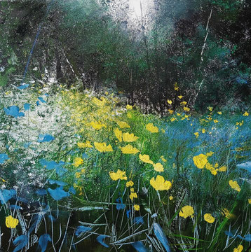 FLOWERS AT THE EDGE OF THE FOREST, 40x40 cm, Acryl/Papier         