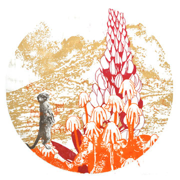 Asta Rode,  Vulkan, Ölfarbe auf Papier, 110 x 110 cm, 2012