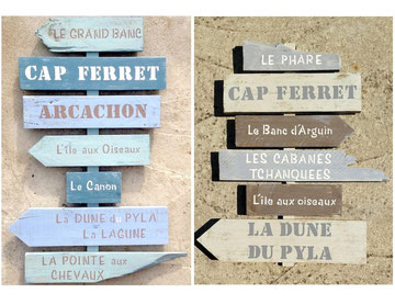 Panneau directionnel "Phare/Grand Banc" personnalisable vieilli poncé