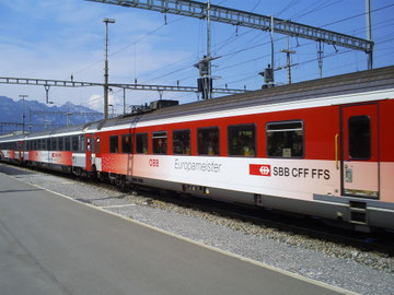 Zug 15162 bei der Abfahrt Richtung Zürich HB im Grenzbahnhof Buchs (SG)