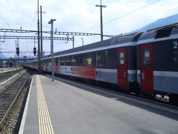 Zug 15162 bei der Einfahrt aus Wien im Grenzbahnhof Buchs (SG)