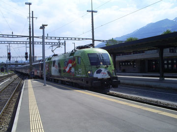 Zug 15162 bei der Einfahrt aus Wien im Grenzbahnhof Buchs (SG)