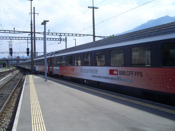 Zug 15162 bei der Einfahrt aus Wien im Grenzbahnhof Buchs (SG)