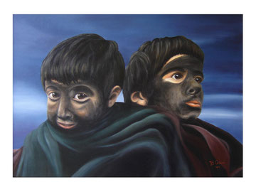 Brothers at carnival of Mamuttones    70x50 cm  2005