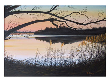 Sun-set  on the lake   70x50   cm  2007