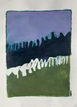 Printemps, Acrylic on paper, Gelprint, 21 x 29,7 cm