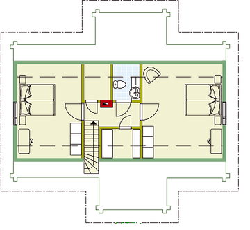 Obergeschoss - Einfamilienhaus - Holzhaus in Blockbauweise - OG - Entwurfsplanung - Typenhaus - Bauideen