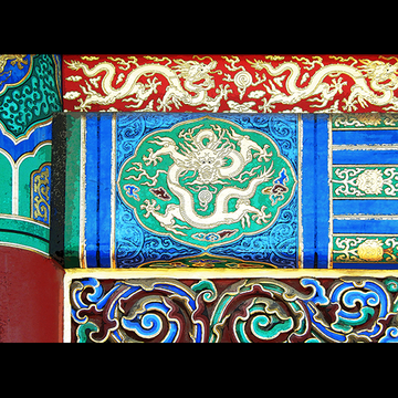 DRAGONS:  DEFENDERS OF GOOD (Detail from palace in the Forbidden City, Beijing, China)