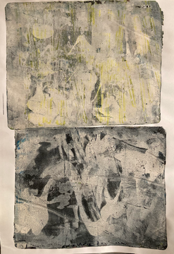 Untitled, Acrylic on paper, Gelprint, 30 x 40 cm