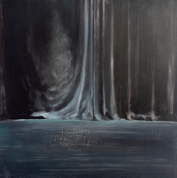 Pause, oil on wooden panel, 26 x 26 cm