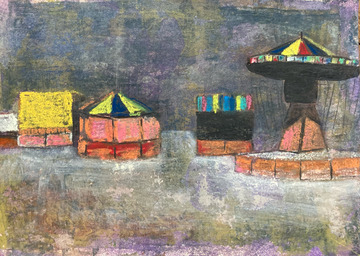 Vacant glow, Acrylic and chalk on paper, 21 x 14,8 cm
