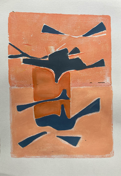 Satellit, Acrylic on paper, Gelprint, 21 x 29,7 cm