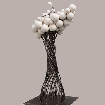 Uthopie 2 - 65 Cm  X 45 Cm - Acier et céramique de porcelaine tournée