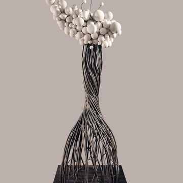 Uthopie 1 - 2 METRES  X 95 Cm - Acier et céramique de porcelaine tournée 