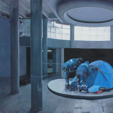 Entre deux , huile sur toile, 142 cm x 142 cm,  2014, collection privée 