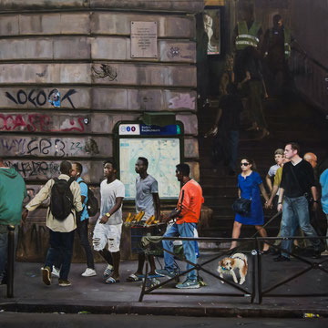 Rive droite, huile sur toile, 200 x 240 cm, 2021, collection musée de l'Immigration