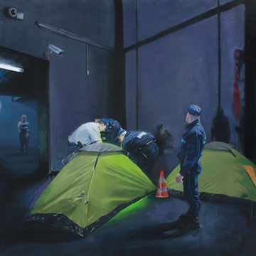 Entre deux II, huile sur toile,  150 x 150cm,  2014