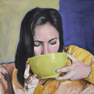 Sarah, huile sur toile, 40 x 40 cm, 2018, collection privée 