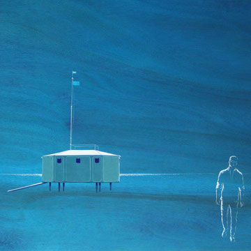 CAMP DE BASE  83 x 61 cm  acrylique sur bois