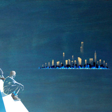 L'AUTRE MONDE  83 x 61 cm  acrylique sur bois