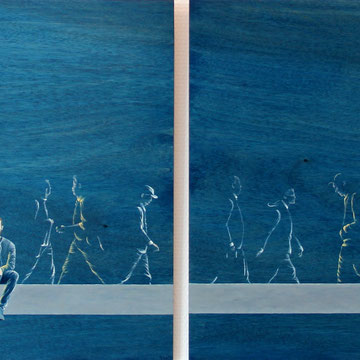 L'INVITATION  Diptyque   166 x 61 cm   acrylique sur bois
